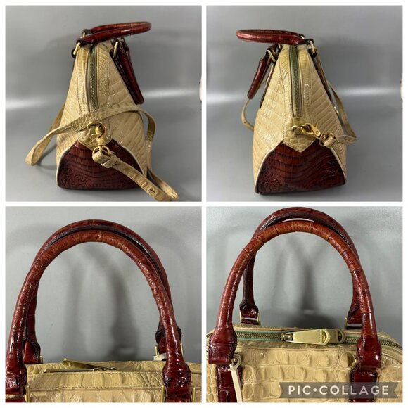 Brahmin Hudson Croc Embossed Leather Twill Tri- Texture Satchel - Picture 8 of 15